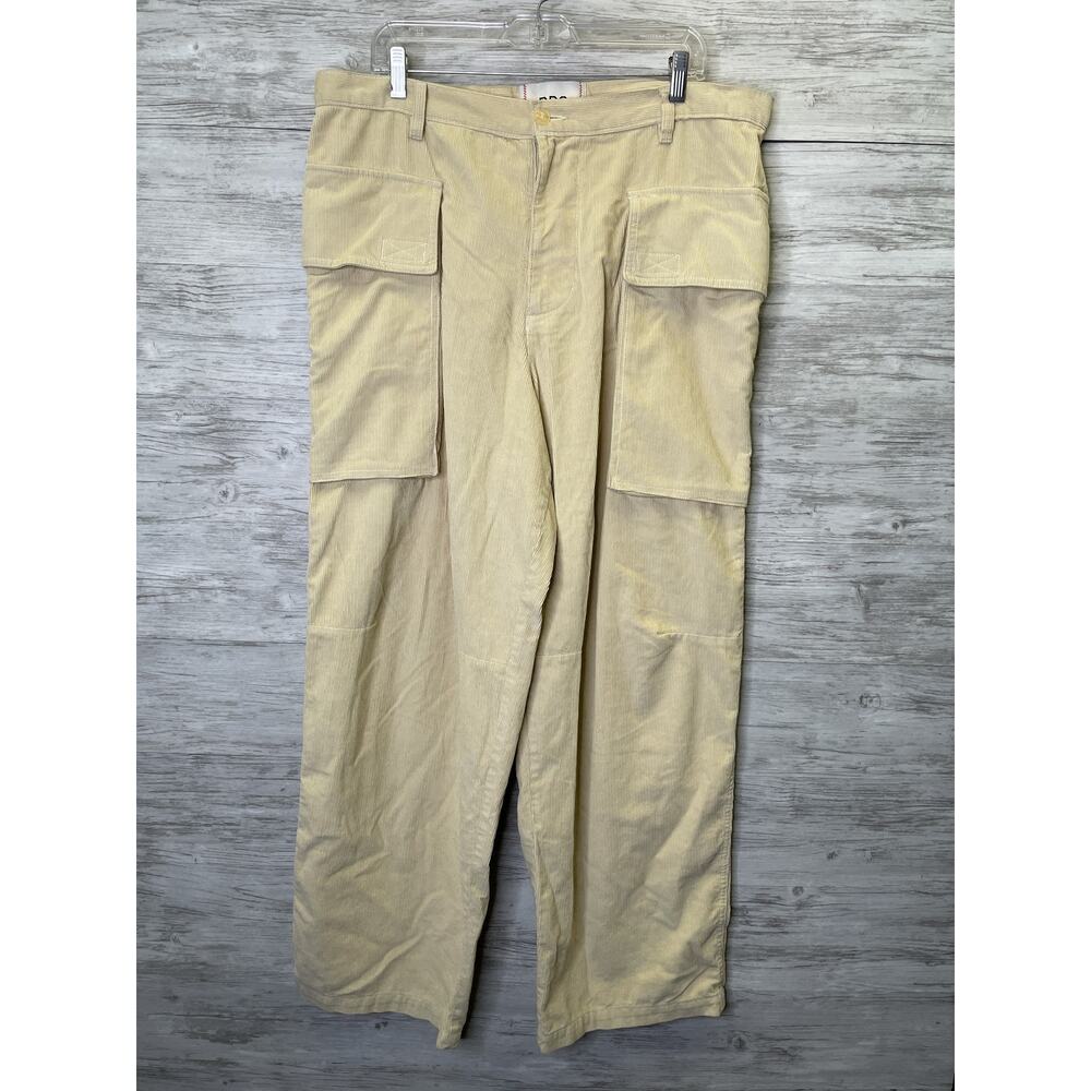 BDG Cargo Pants Mens 36 Beige Corduroy Wide Leg Utility Pockets‎ Urban Modern